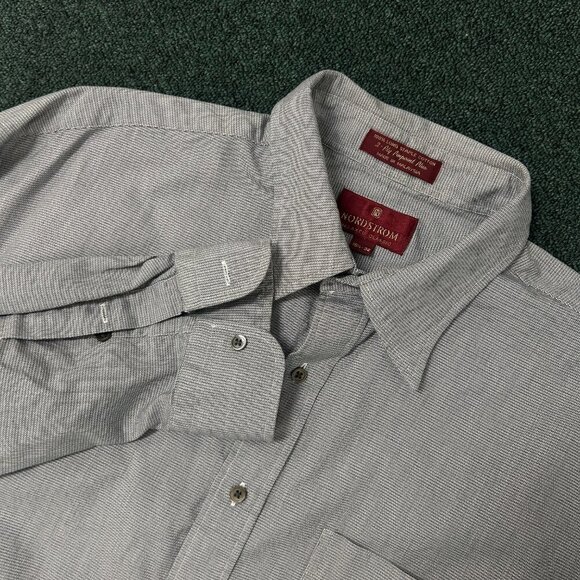 Nordstrom Vintage Men’s Gray  2 Ply Pinpoint Cotton Classic Fit Shirt 16.5 - Picture 6 of 9